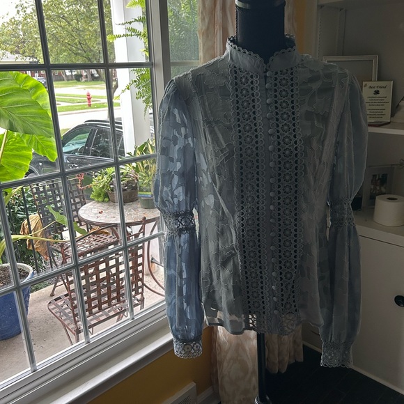 Fashion Nova baby blue lace blouse - Picture 8 of 16